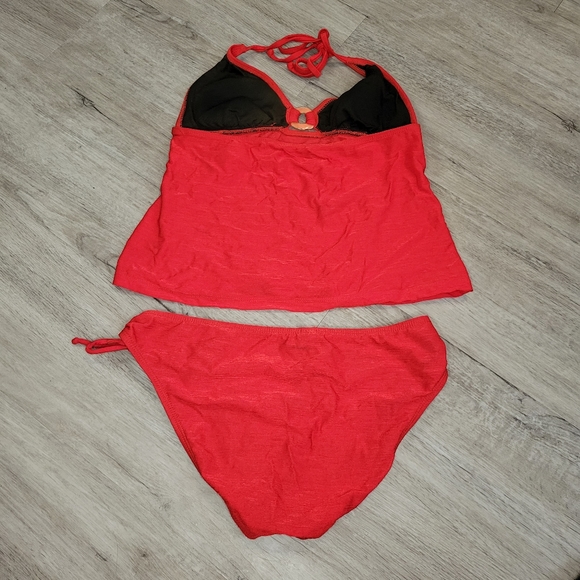 Athena women's red 2 peice tankini swimsuit - Picture 2 of 13
